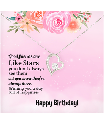 Happy Birthday To My Good Friend, Solitaire Crystal Necklace To My Friend, Friendship Jewelry Birthday Gift, Good Friends Are Like Stars