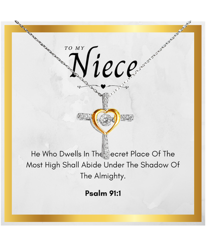 Niece Communion Gift Cross Necklace Bible Verse Psalm 91 Confirmation Present From Uncle Religious Neice Jewelry