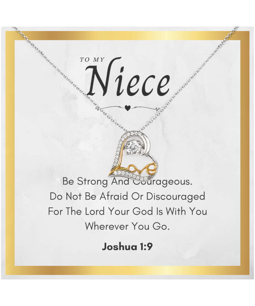 Niece Communion Gift Heart Necklace Bible Verse Joshua 1 Confirmation Present From Aunt Religious Neice Jewelry