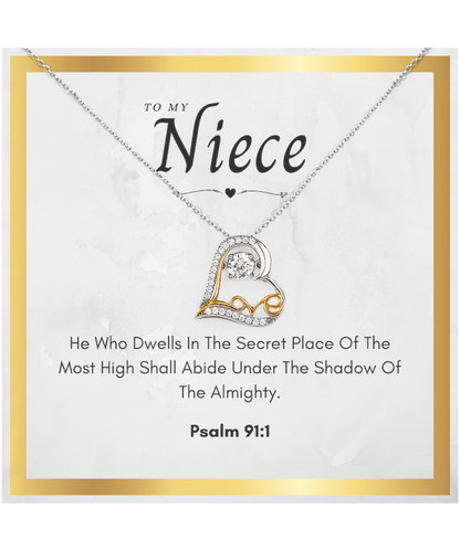 Niece Communion Gift Heart Necklace Bible Verse Psalm 91 Confirmation Present From Aunt Religious Neice Jewelry