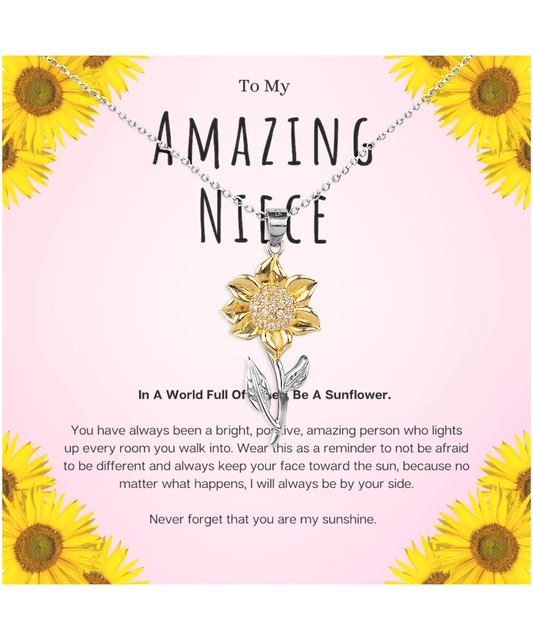 Amazing Niece Gifts From Aunt Sunflower Necklace Christmas Present Birthday Jewelry Gift For Neice