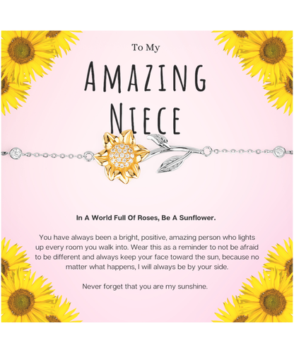 Amazing Niece Gifts From Aunt Sunflower Bracelet Christmas Present Birthday Jewelry Gift For Neice