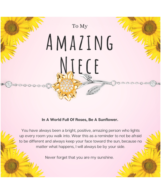 Amazing Niece Gifts From Aunt Sunflower Bracelet Christmas Present Birthday Jewelry Gift For Neice