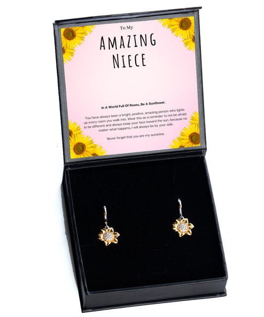 Amazing Niece Gifts From Aunt Sunflower Earring Christmas Present Birthday Jewelry Gift For Neice