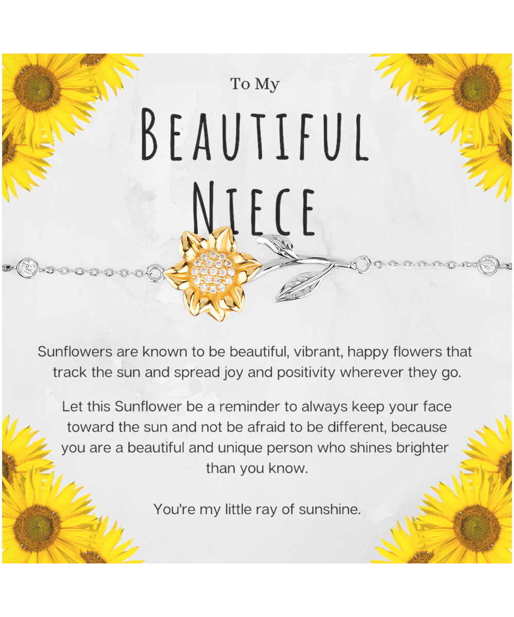 To My Beautiful Niece Gifts From Uncle Sunflower Bracelet Niece Christmas Present Niece Birthday Jewelry Gift For Neice