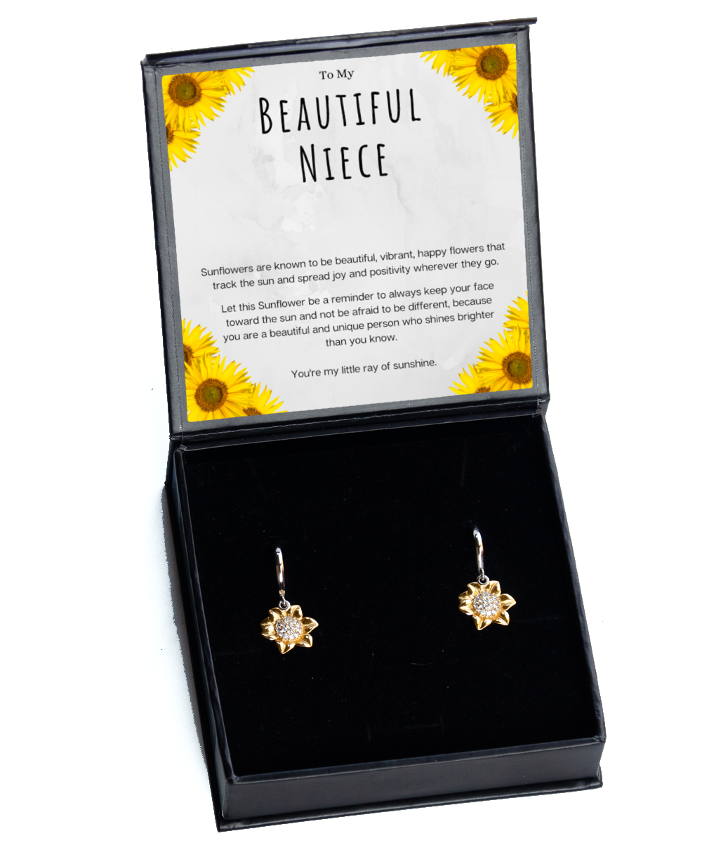 To My Beautiful Niece Gifts From Uncle Sunflower Earrings Niece Christmas Present Niece Birthday Jewelry Gift For Neice