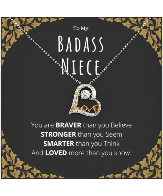 Badass Niece Gifts From Uncle Heart Necklace Christmas Present Birthday Jewelry Gift For Neice