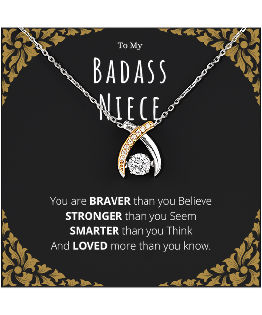 Badass Niece Gifts From Uncle Wishbone Necklace Christmas Present Birthday Jewelry Gift For Neice