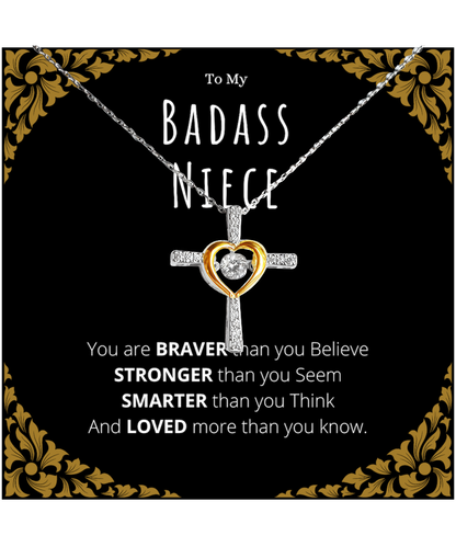 Badass Niece Gifts From Uncle Cross Necklace Christmas Present Birthday Jewelry Gift For Neice