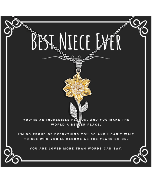 Best Niece Ever Gift From Aunt Sunflower Necklace Jewelry Birthday Present Christmas Gifts For Neice