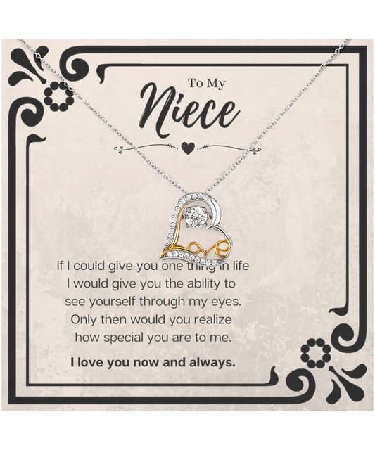 Niece Heartfelt Message Necklace Heart Jewelry Gift From Aunt, Niece Graduation Present, Birthday Gifts For Neice