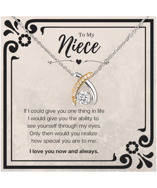 Niece Heartfelt Message Necklace Wishbone Jewelry Gift From Aunt, Niece Graduation Present, Birthday Gifts For Neice