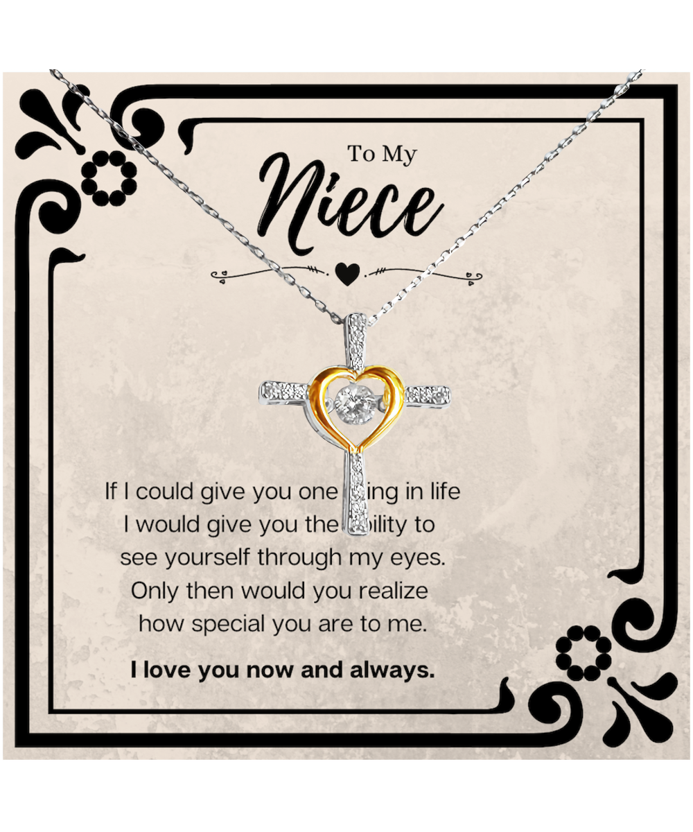 Niece Heartfelt Message Necklace Cross Jewelry Gift From Aunt, Niece Graduation Present, Birthday Gifts For Neice