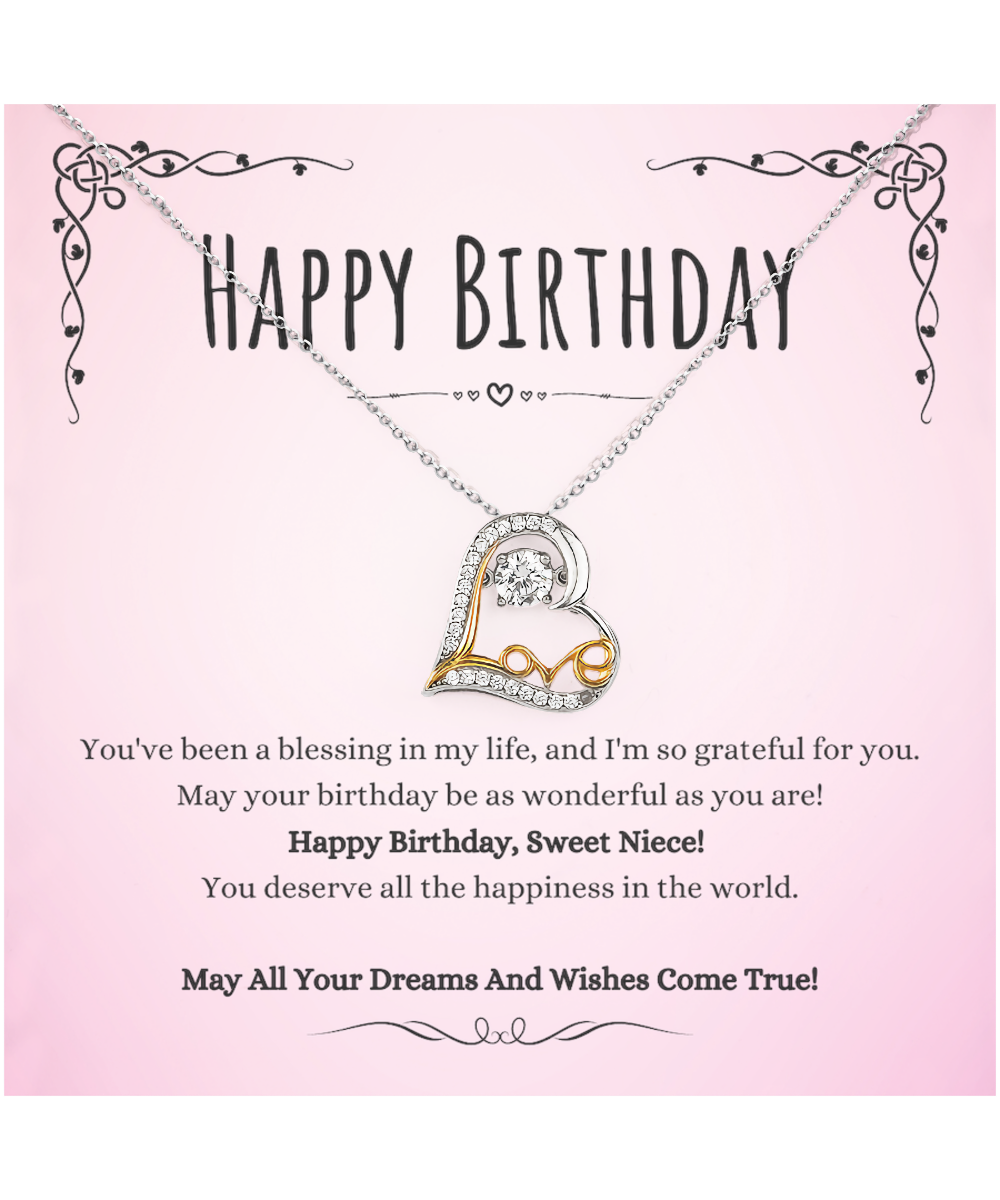 Niece Birthday Message Necklace Gift From Aunt And Uncle, Wonderful Neice Message Jewelry Heart Pendant Present