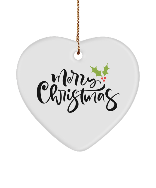 Merry Christmas Ornament, Holiday Tree Decor, Christmas Mistletoe, Cute Christmas Decoration Ideas - Heart Ornament