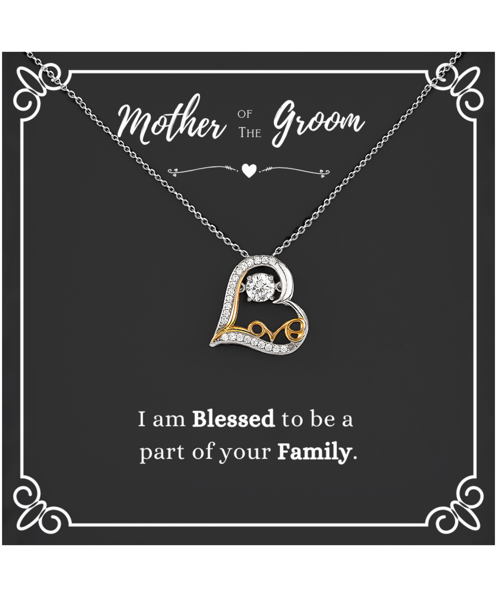 Mother Of The Groom Gift, From Bride, Blessed To Be Part Of Your Family - .925 Love Heart Necklace With Message Card