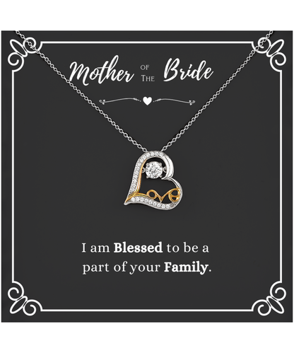 Mother Of The Bride Gift, From Groom,  Blessed To Be Part Of Your Family - .925 Sterling Silver Love Heart Necklace With Message Card