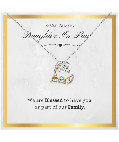 Daughter In Law Gift, From Mother In Law, Blessed To Have You As Family, Future Daughter In Law Gift - .925 Sterling Silver Love Heart Necklace With Message Card