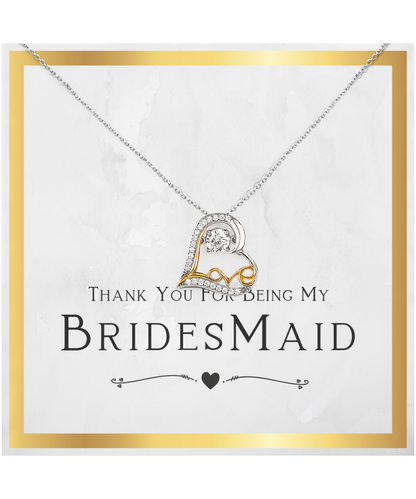 Bridesmaid Gift For Wedding Day, Thank You For Being My Bridesmaid, Bridesmaid Gift From Bride, Bride Tribe Present - .925 Sterling Silver Love Heart Necklace with Message Card