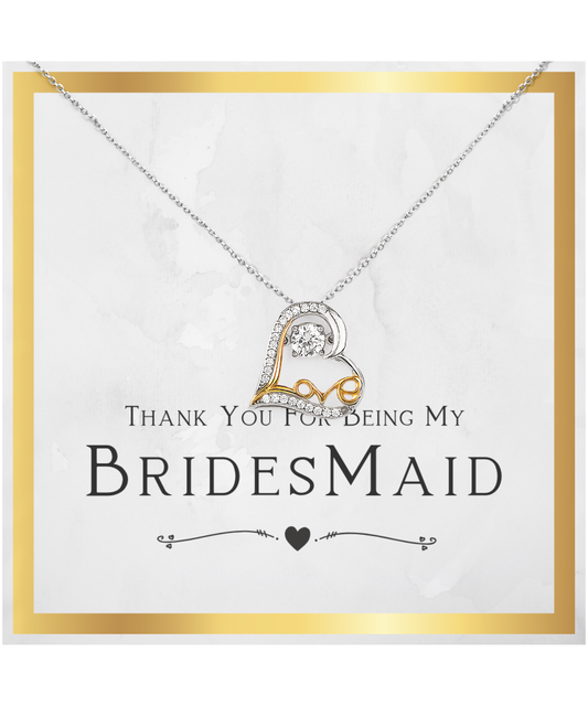 Bridesmaid Gift For Wedding Day, Thank You For Being My Bridesmaid, Bridesmaid Gift From Bride, Bride Tribe Present - .925 Sterling Silver Love Heart Necklace with Message Card