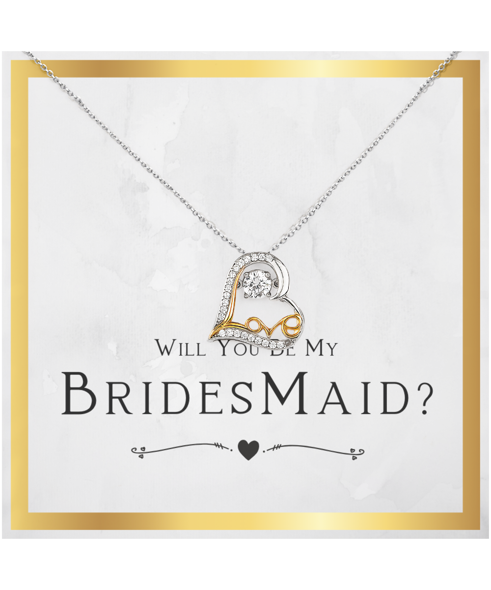 Bridesmaid Proposal Gift, Will You Be My Bridesmaid, Bridesmaid Gift From Bride - .925 Sterling Silver Love Heart Necklace with Message Card