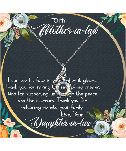 Mother In Law Wedding Gift, From Daughter In Law, Thank You For The Man Of My Dreams - .925 Sterling Silver Rising Phoenix Necklace With Heartwarming Message Card