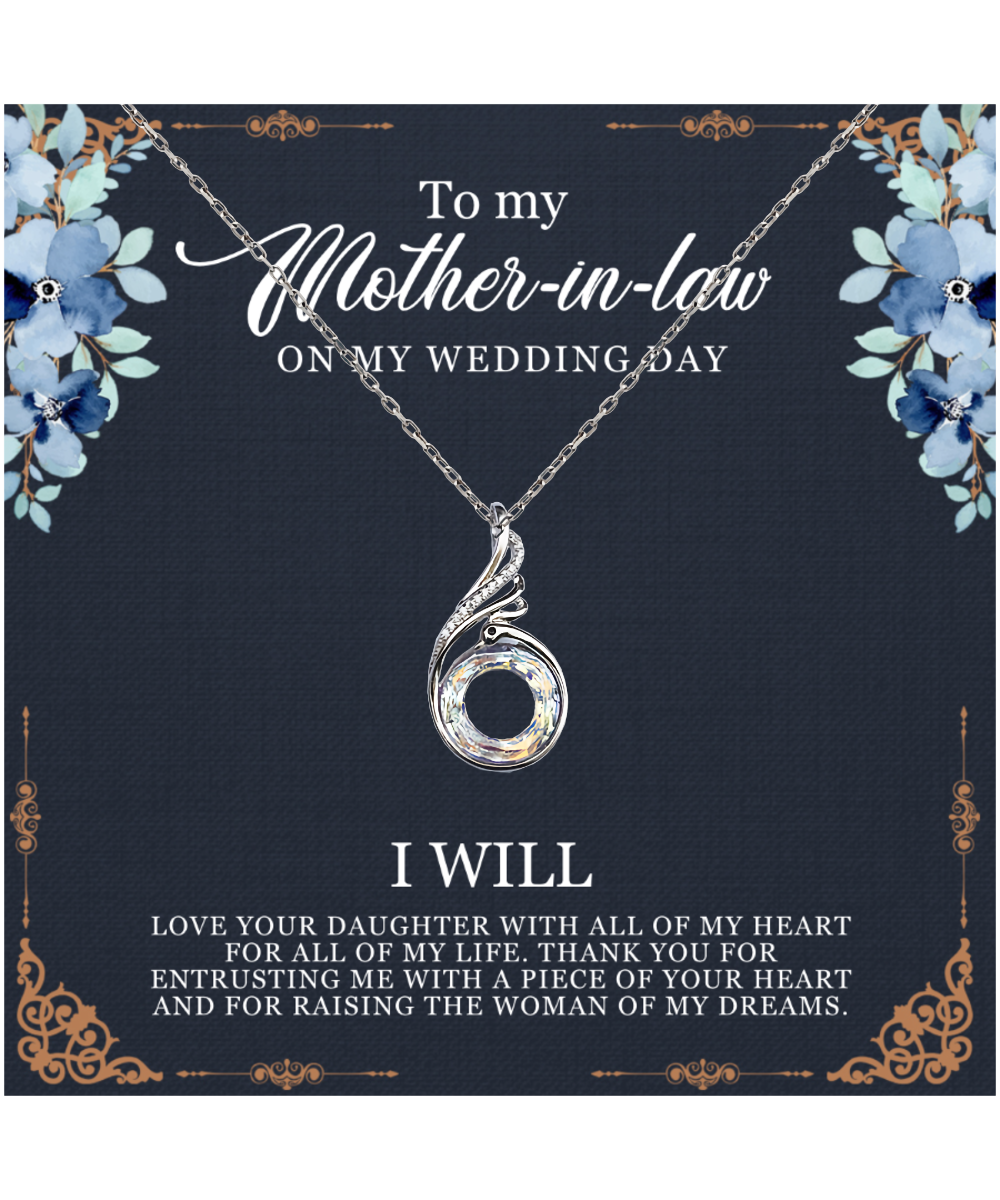 Mother-In-Law Wedding Gift From Groom, From Son-In-Law, I Will Love Your Daughter - .925 Sterling Silver Rising Phoenix Necklace With Thoughtful Message Card