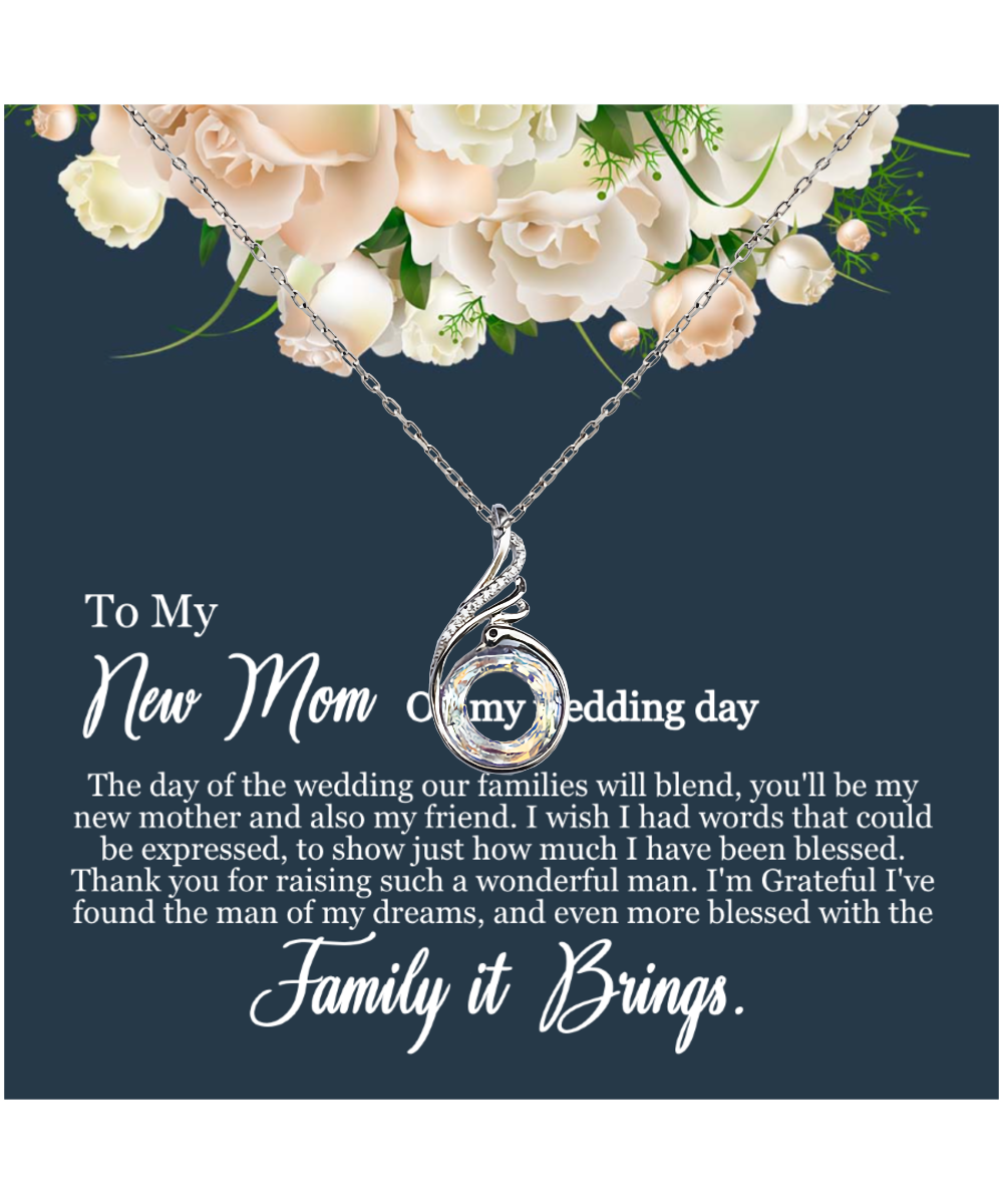 To My New Mom, Mom In Law Wedding Gift From Bride, Jewelry For Mother of the Groom - .925 Sterling Silver Rising Phoenix Necklace With Heartfelt Message Card