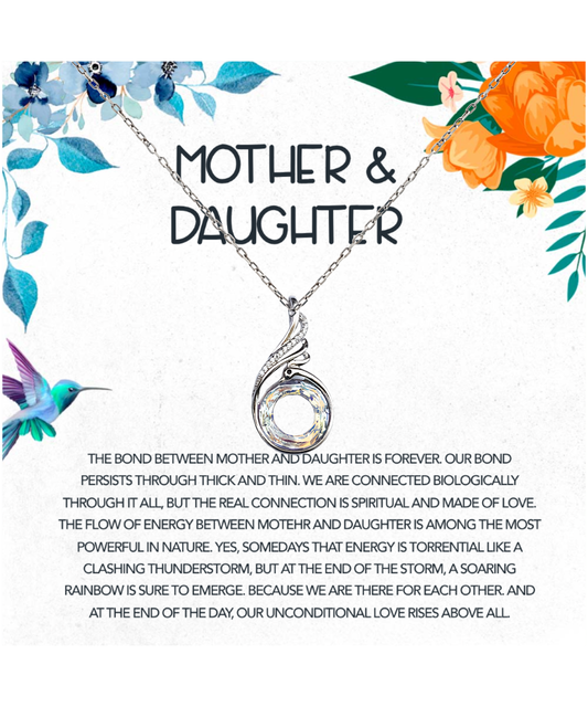 Mother Daughter Gift Ideas, Mother To Daughter, The Bond Between Mother And Daughter is Forever - .925 Sterling Silver Rising Phoenix Necklace With Message Card