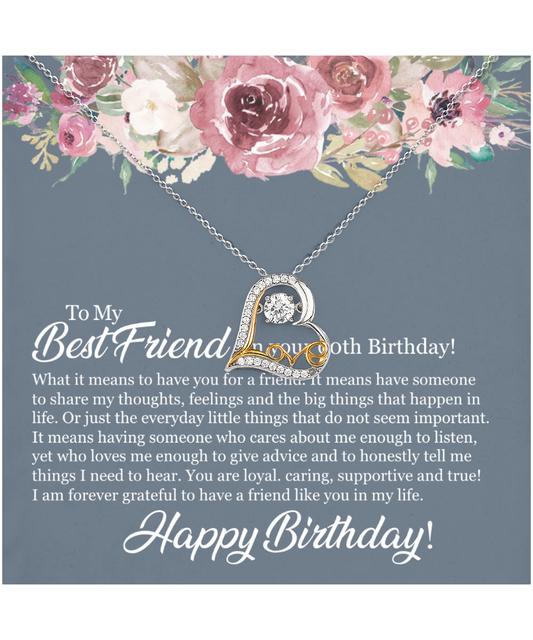 60th Birthday Best Friend, Happy 60th Birthday, 60th Birthday For Women, Grateful To Have A Friend Like You - Heart Love Dancing Necklace With Birthday Message Card