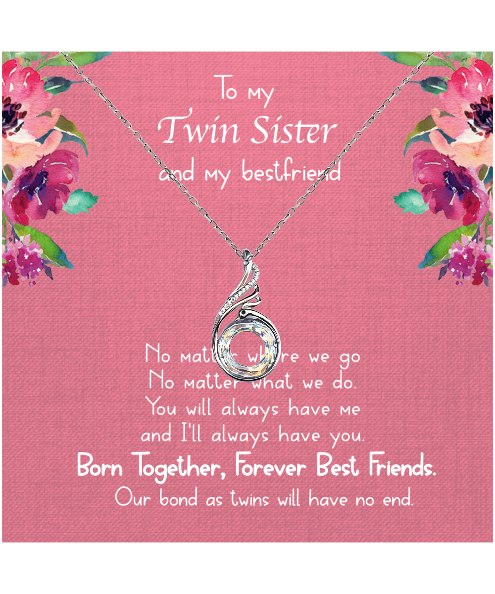 Gift For Twin Sister, Twin Sister, Sister Bestfriend, Born Together, Forever Best Friend - .925 Sterling Silver Rising Phoenix Necklace With Message Card