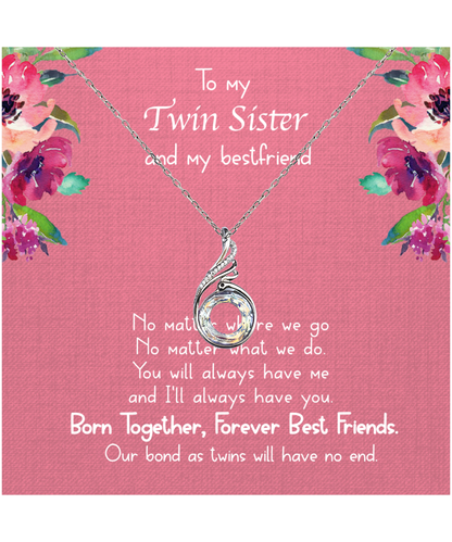 Gift For Twin Sister, Twin Sister, Sister Bestfriend, Born Together, Forever Best Friend - .925 Sterling Silver Rising Phoenix Necklace With Message Card