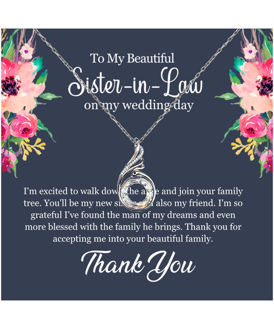 Thank You Gift For Sister-In-Law, Sister-In-Law Jewelry, Sister-In-Law Wedding Day, Sister-In-Law - .925 Sterling Silver Rising Phoenix Necklace With Message Card