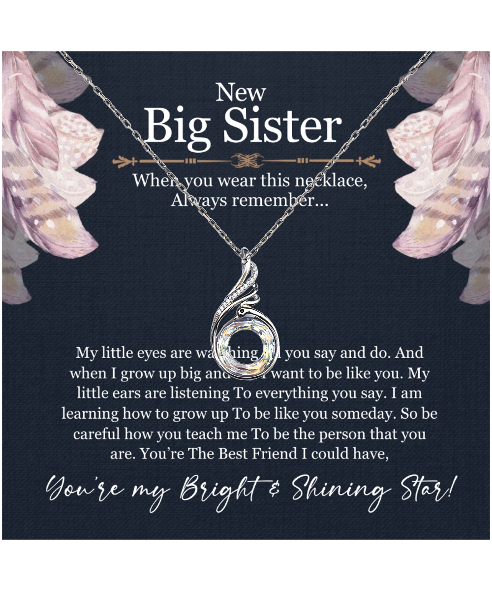 New Big Sister Gift, From Little Sister, Jewelry For Big Sister, You're My Bright And Shining Star - .925 Sterling Silver Rising Phoenix Necklace With Message Card