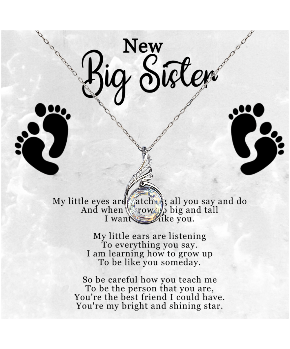 Big Sister Gift From New Baby, New Big Sister Jewelry, New Big Sister Gift, I Want To Be Like You - .925 Sterling Silver Rising Phoenix Necklace With Message Card