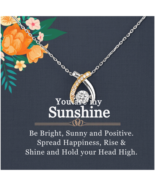 You Are My Sunshine, Necklace For Women, Gift For Her, Rise and Shine - .925 Sterling Silver Wishbone Dancing Necklace With Inspirational Message Card