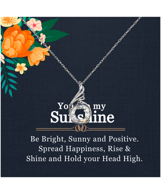 You Are My Sunshine, Necklace For Women, Gift For Her, Rise and Shine - .925 Sterling Silver Rising Phoenix Necklace With Inspirational Message Card