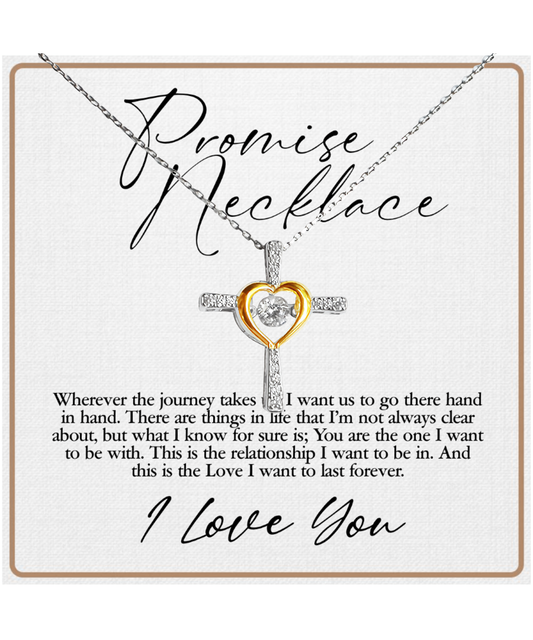 Promise Necklace, Gift For Wife, Anniversary Gift For Her, Love I Want To Last Forever - .925 Sterling Silver Cross Dancing Necklace With Sweet Message Card