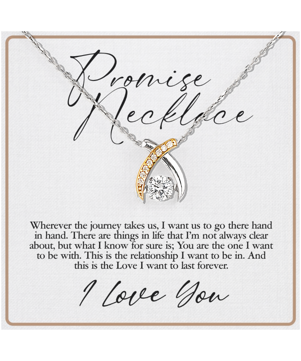 Promise Necklace, Gift For Wife, Anniversary Gift For Her, Love I Want To Last Forever - .925 Sterling Silver Wishbone Dancing Necklace With Sweet Message Card