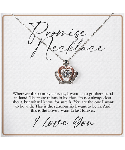 Promise Necklace, Gift For Wife, Anniversary Gift For Her, Love I Want To Last Forever - .925 Sterling Silver Crown Pendant Necklace With Sweet Message Card