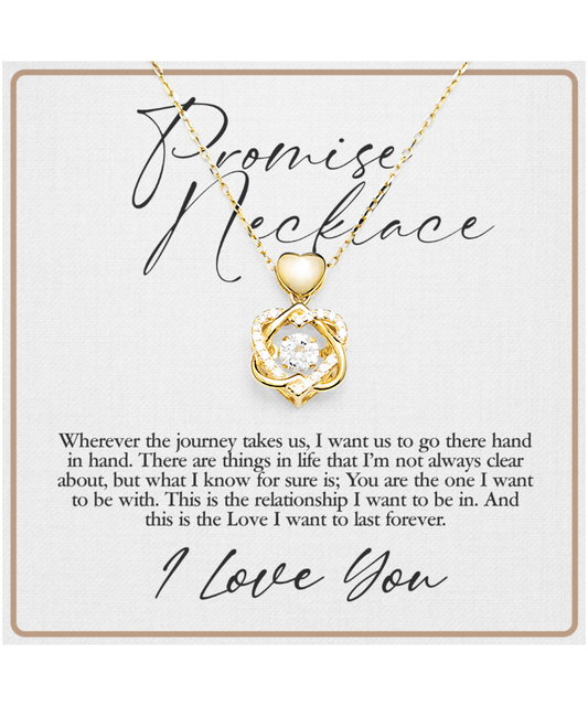 Promise Necklace, Gift For Wife, Anniversary Gift For Her, Love I Want To Last Forever - Heart Knot Gold Necklace With Sweet Message Card