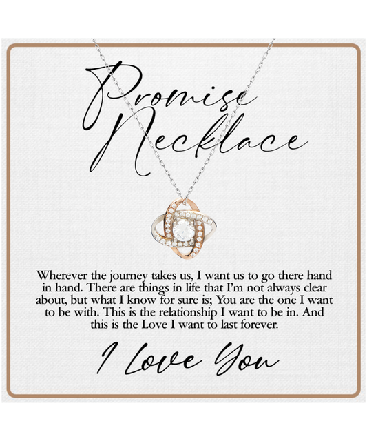 Promise Necklace, Gift For Wife, Anniversary Gift For Her, Love I Want To Last Forever - .925 Sterling Silver Love Knot Rose Gold Necklace With Sweet Message Card