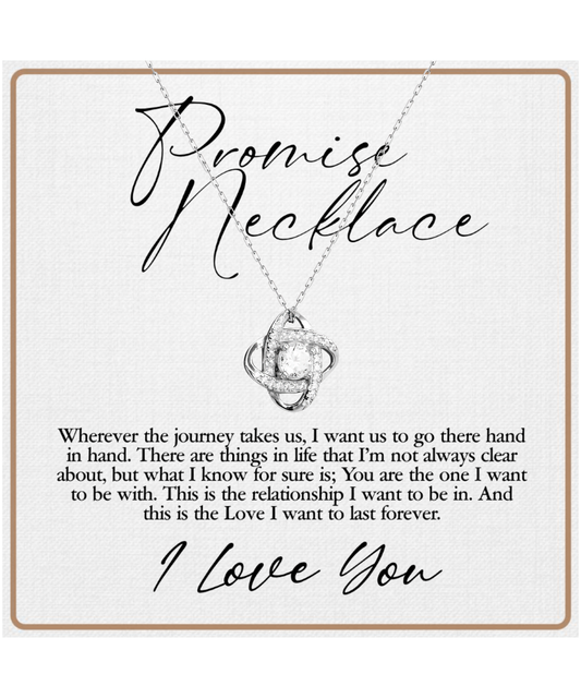 Promise Necklace, Gift For Wife, Anniversary Gift For Her, Love I Want To Last Forever - .925 Sterling Silver Love Knot Silver Necklace With Sweet Message Card