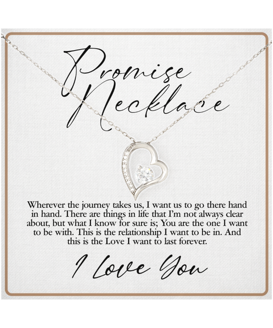 Promise Necklace, Gift For Wife, Anniversary Gift For Her, Love I Want To Last Forever - .925 Sterling Silver Heart Solitaire Crystal Necklace With Sweet Message Card