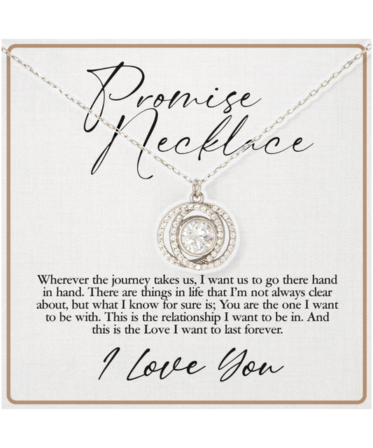 Promise Necklace, Gift For Wife, Anniversary Gift For Her, Love I Want To Last Forever - .925 Sterling Silver Double Crystal Circle Necklace With Sweet Message Card