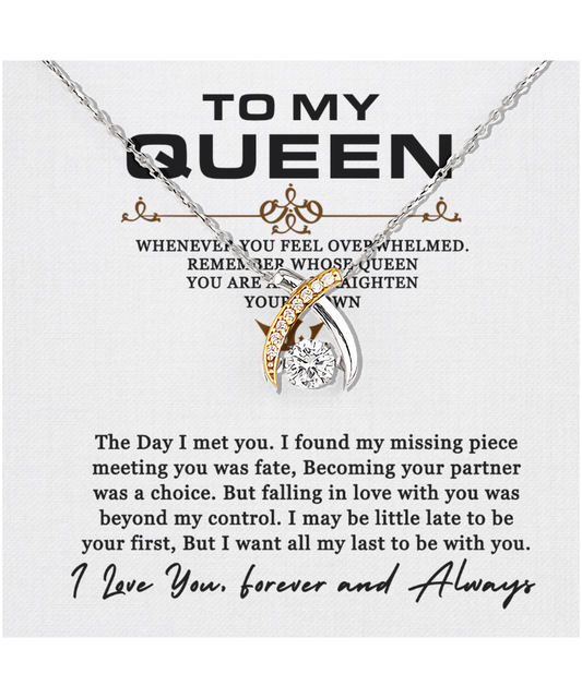 To My Queen, Necklace Gift For Women, For Her, Couples Gift, I Want All My Lasts To Be With You - .925 Sterling Silver Wishbone Dancing Necklace With Message Card