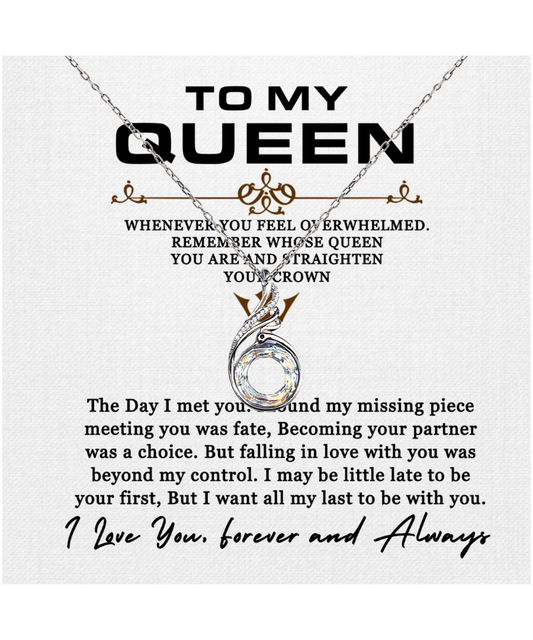 To My Queen, Necklace Gift For Women, For Her, Couples Gift, I Want All My Lasts To Be With You - .925 Sterling Silver Rising Phoenix Necklace With Message Card