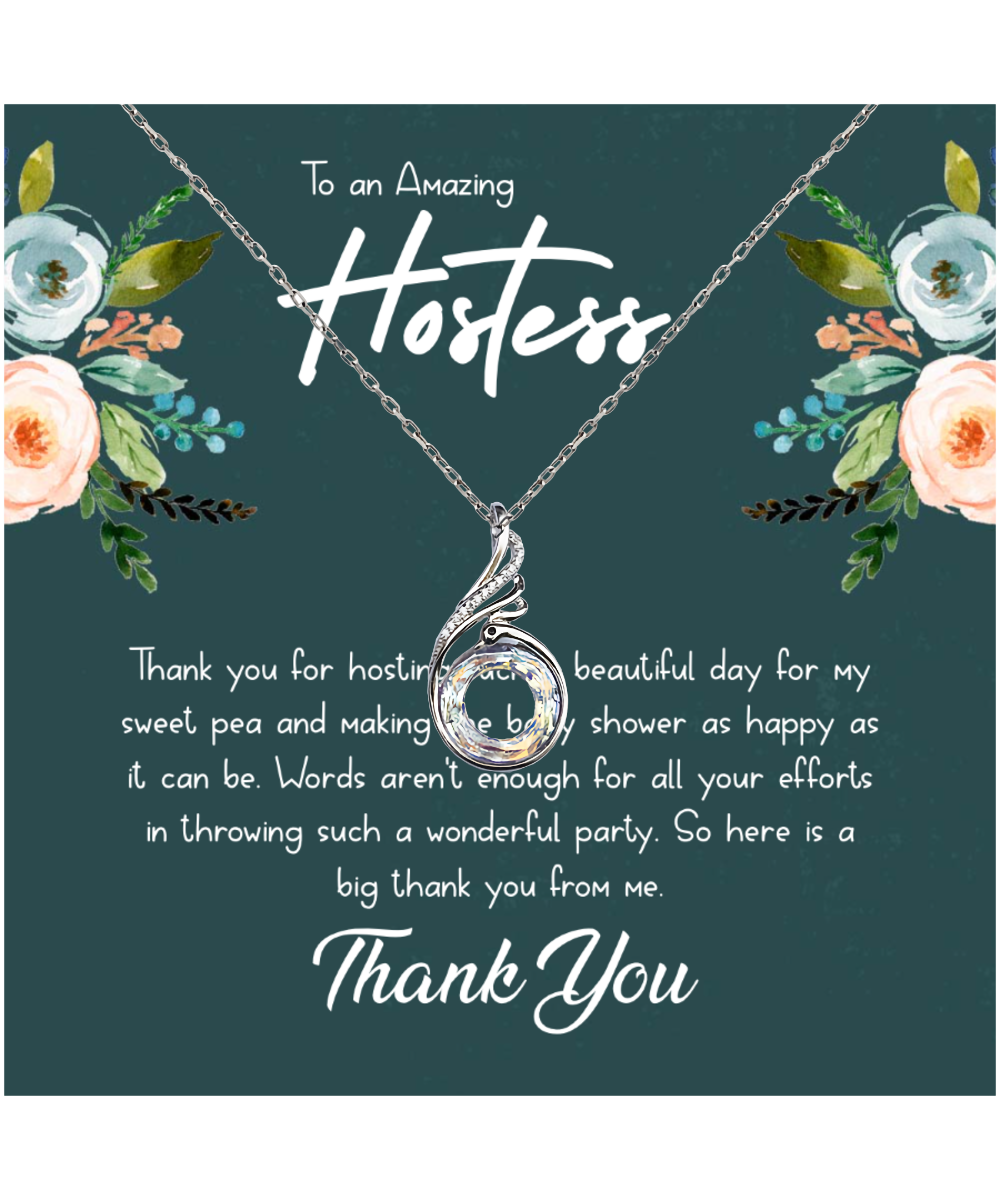 Baby Shower Gift For Hostess, Hostess Gift Ideas, Hostess Gift For Women, Hostess Thank You - .925 Sterling Silver Rising Phoenix Necklace With Message Card