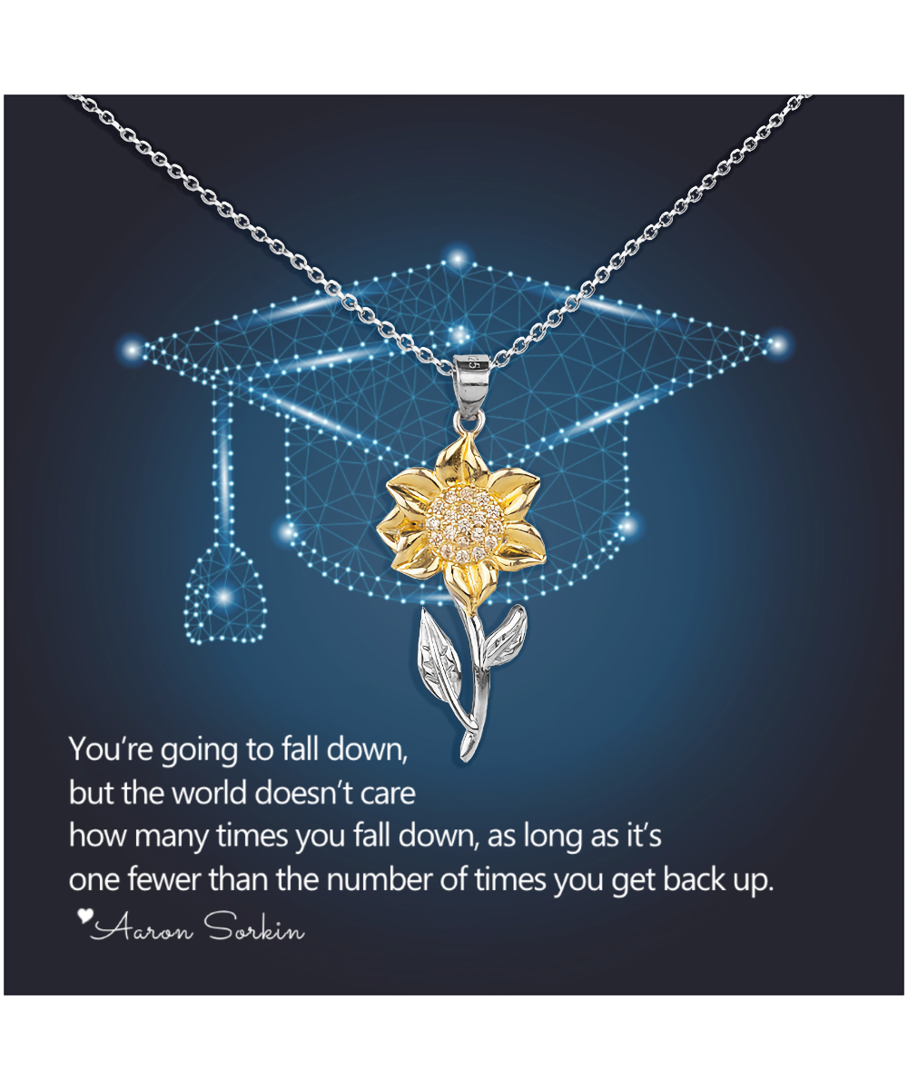 Graduation Gifts For Her, Gift For Women, College Graduation Gift For Her - .925 Sterling Silver Sunflower Pendant Necklace With Inspiring Message Card