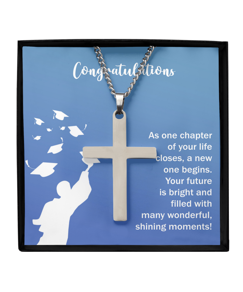 Graduation Gifts From Parents, Silver Cross Necklace For College Graduation, Congratulations Gift For Brother, Jewelry For Graduates, Religious Gift From Mom Dad